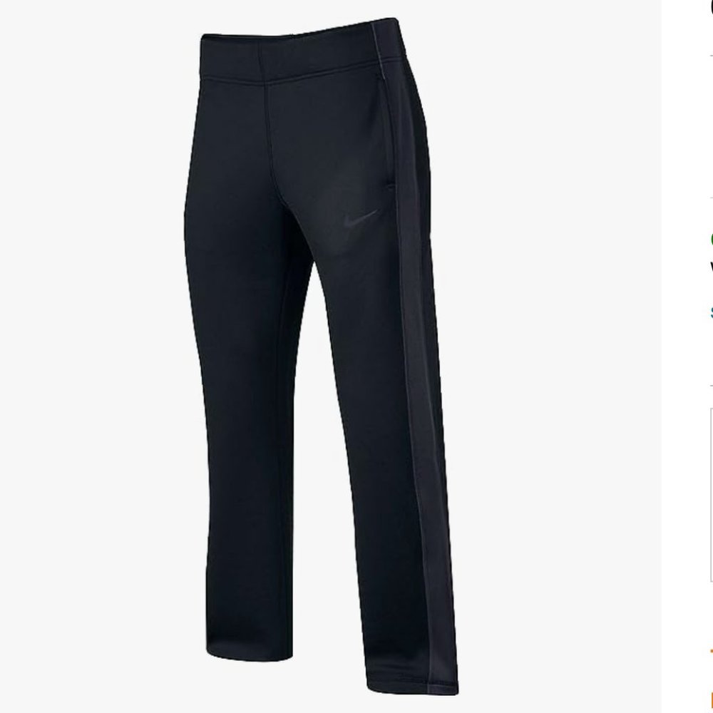 Nike Women's Therma Fit KO Fleece Lined Black Pants - Pockets Large